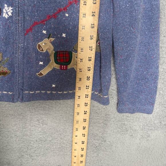 Vintage Basic Editions Ramie full zip sweater confetti embroidered christmas XL - Picture 9 of 10